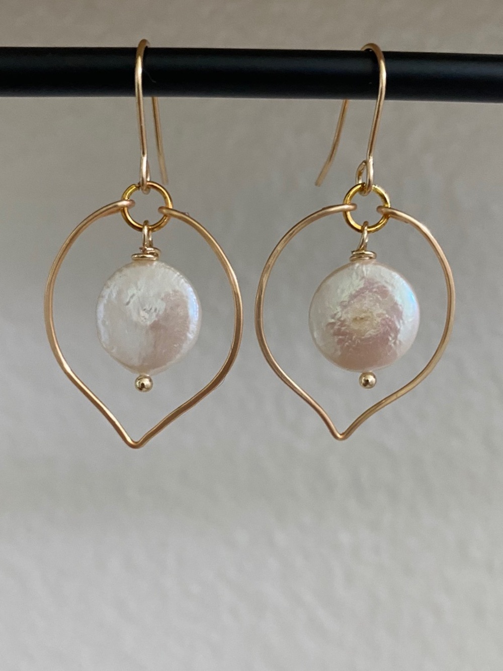 Handmade Coin Pearl Hoop Earrings